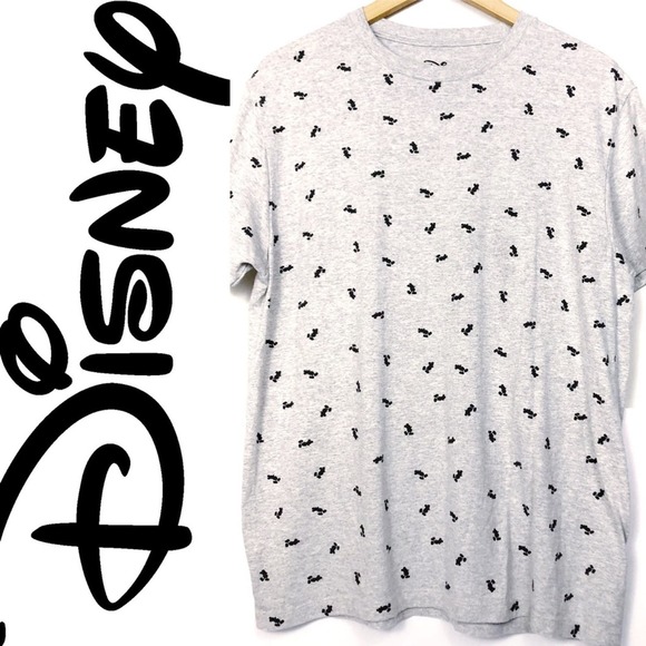 5/$25 Disney Mickey Mouse Print Gray Black Crewneck T Shirt Size Large - Picture 1 of 5